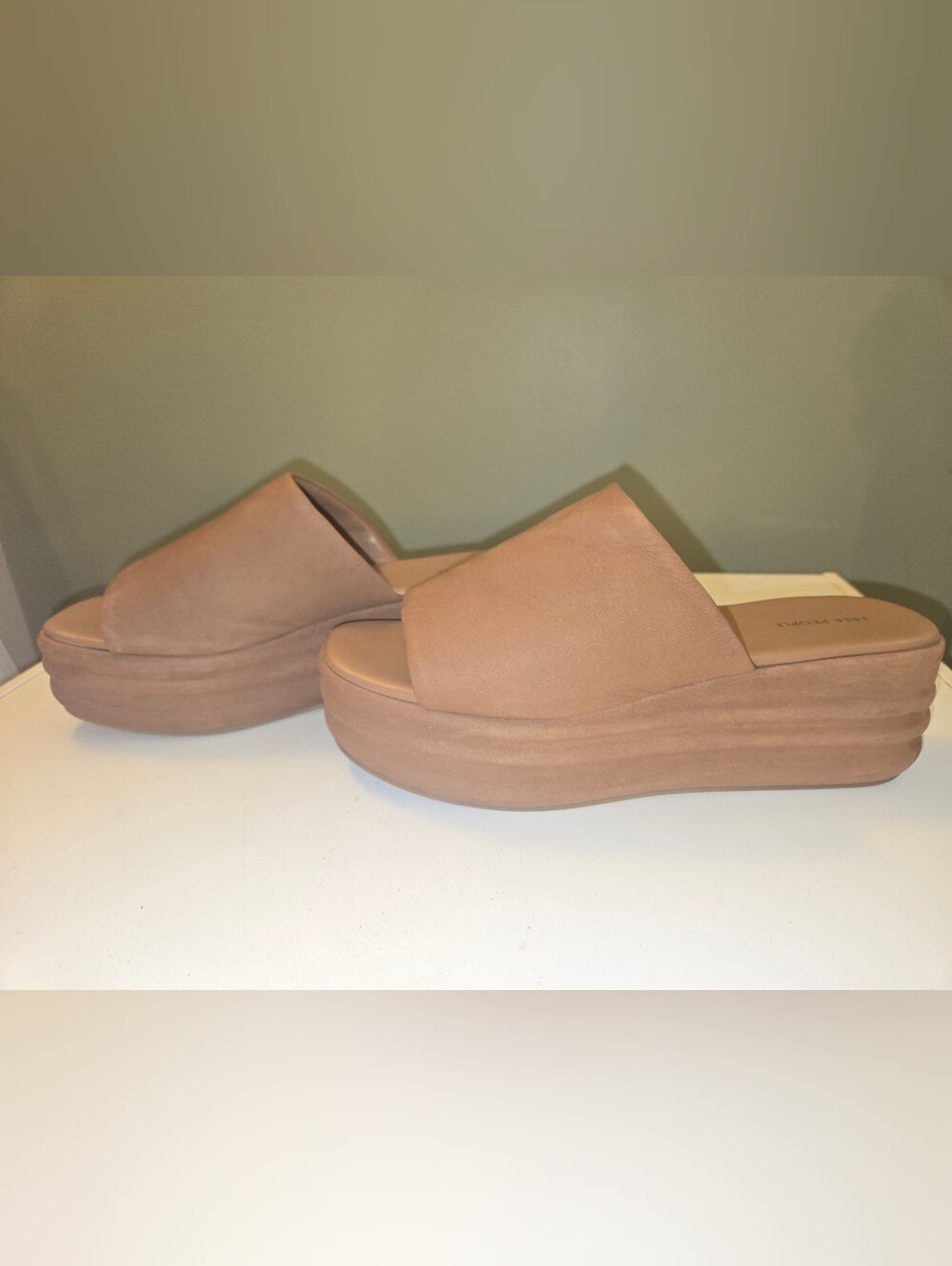 Free People Platform Slide Sandals in Tan Size 40